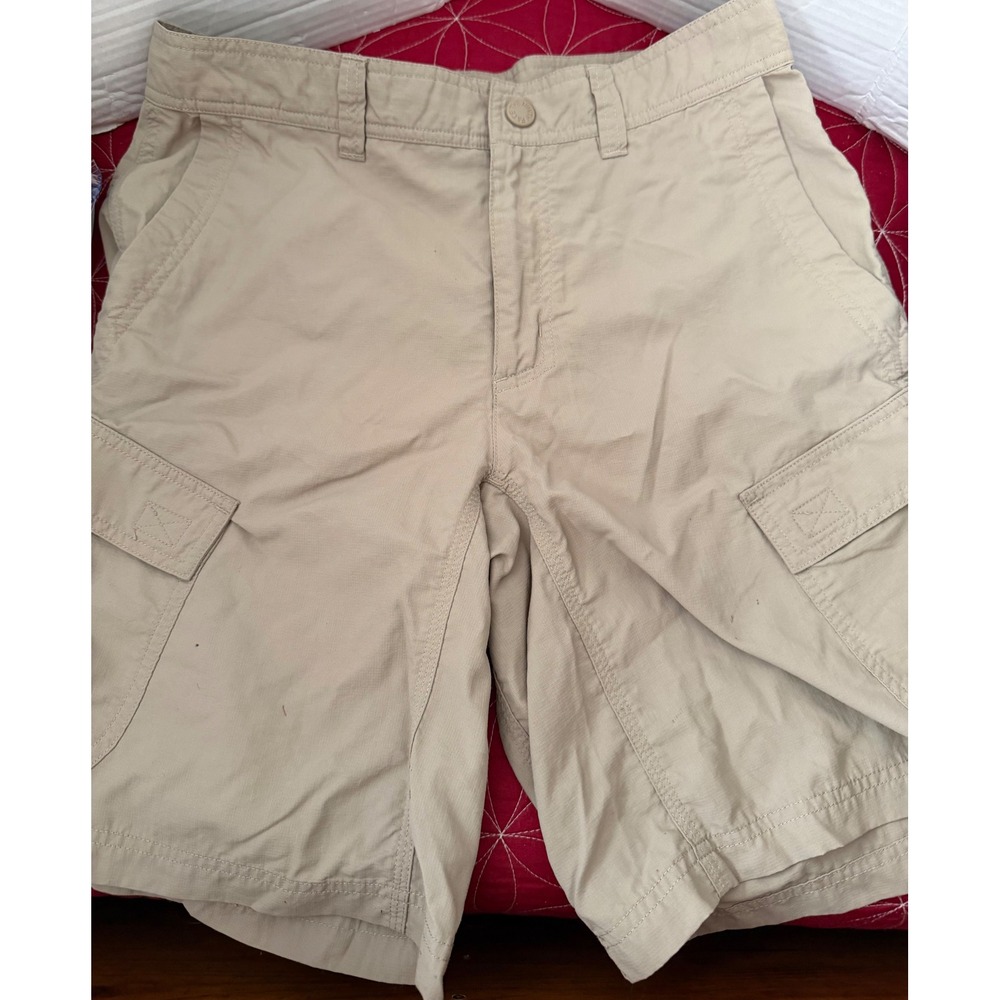 The North Face Mens Khaki Nylon Ripstop Hiking Cargo Shorts Size 30 Tan